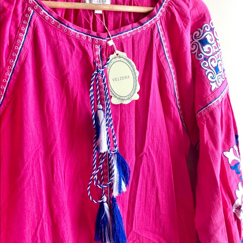 NWT Pink Embroidered Caftan Cover Up Robe - Picture 4 of 10